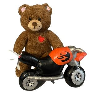 Build-A-Bear Hearts N Hugs Teddy Bear Stuffed Animal and Motorcycle
